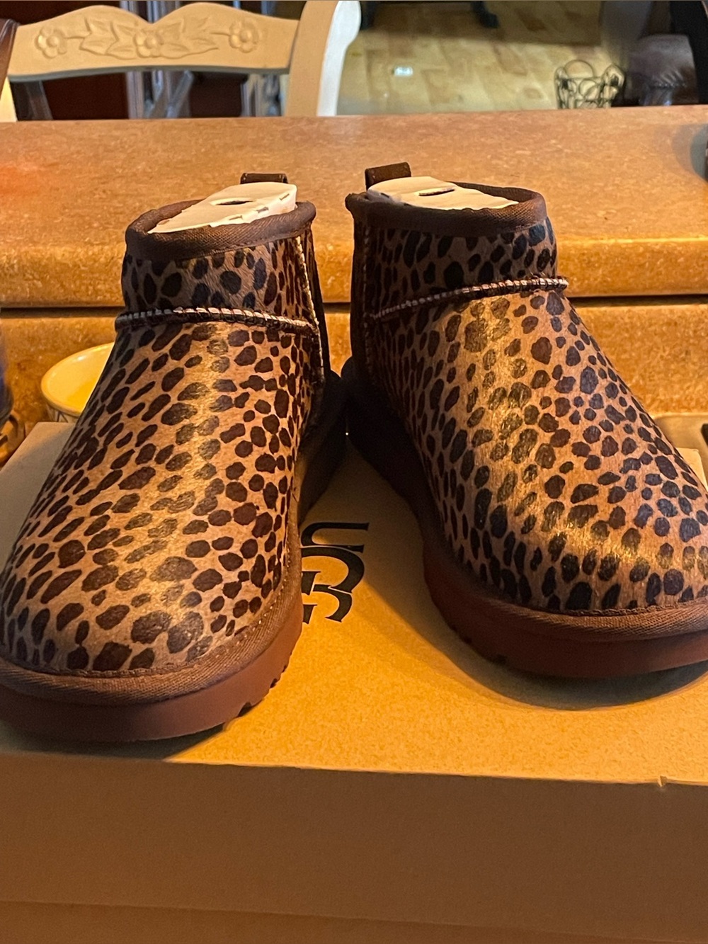 Leopard Print Cozy Booties - Brown